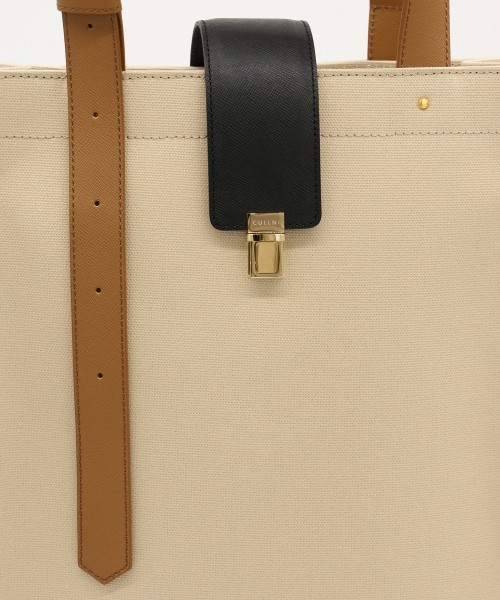 Leather Flap Adjustable Belt Canvas Tote