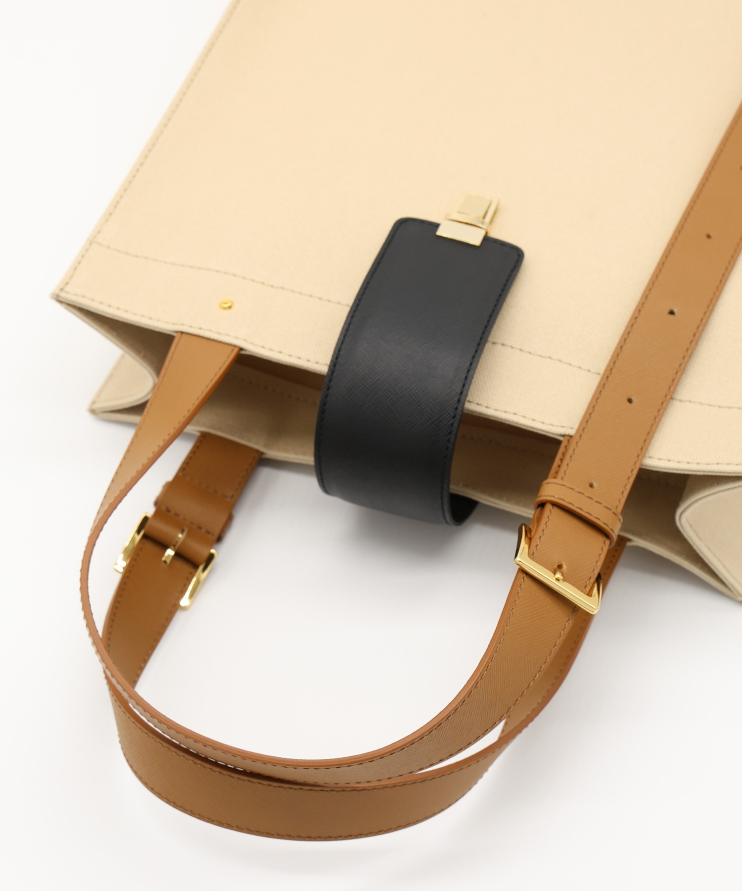 Leather Flap Adjustable Belt Canvas Tote