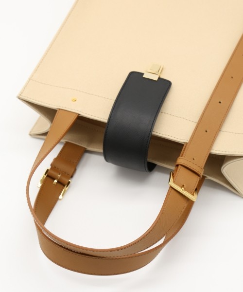 Leather Flap Adjustable Belt Canvas Tote