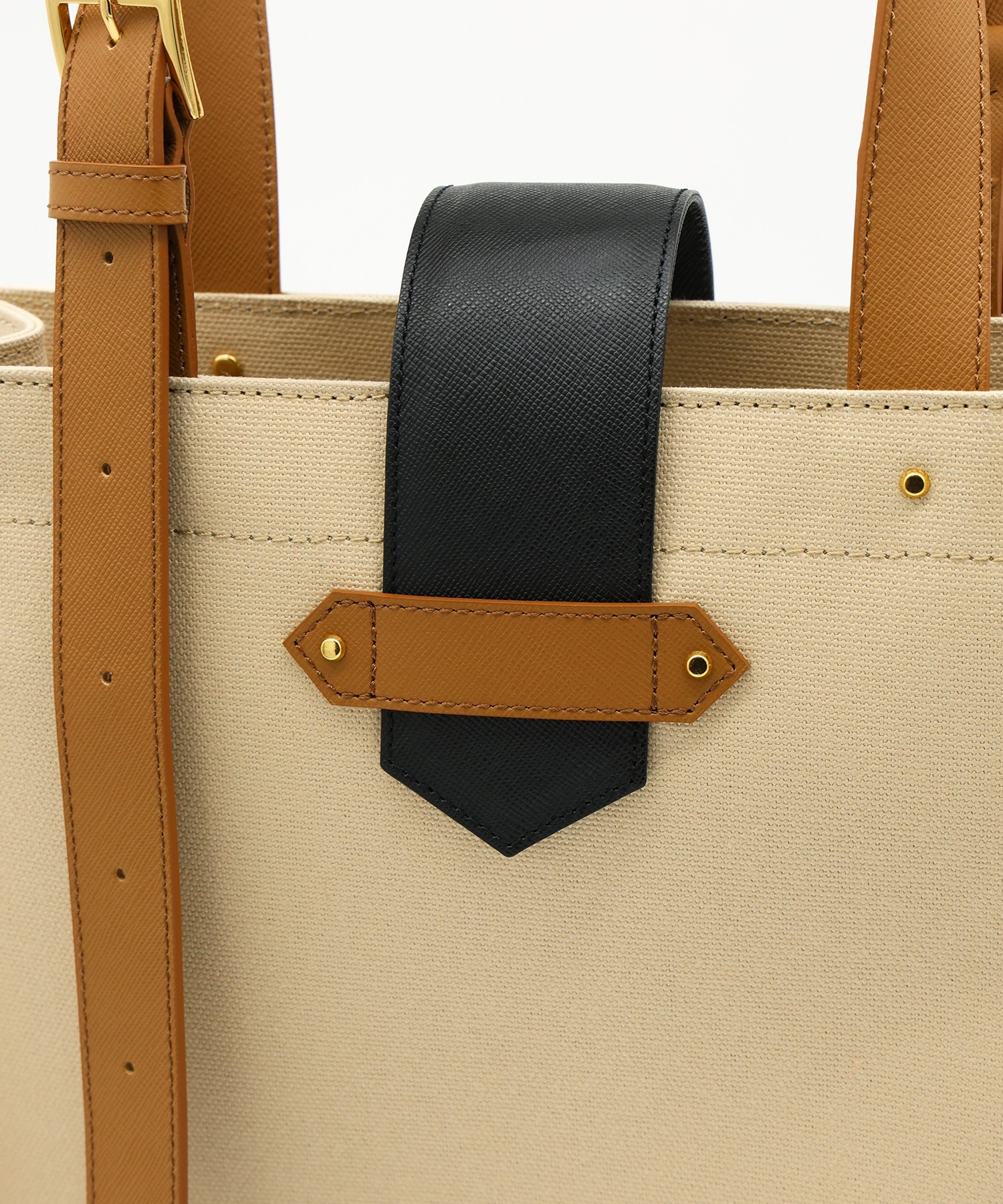 Leather Flap Adjustable Belt Canvas Tote