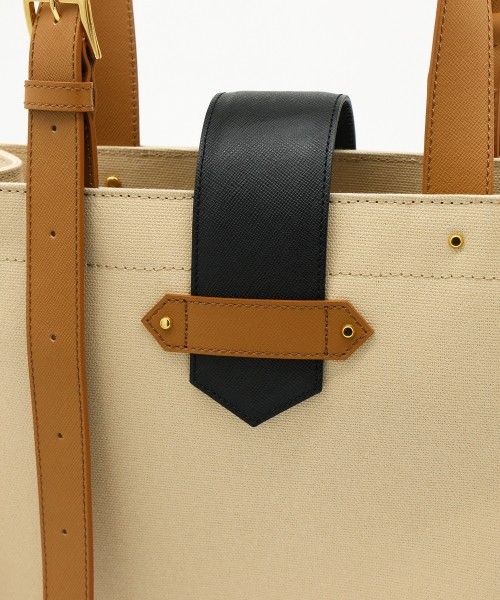 Leather Flap Adjustable Belt Canvas Tote