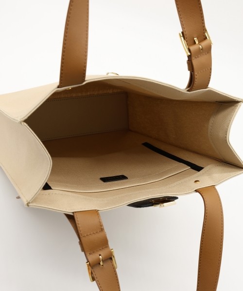 Leather Flap Adjustable Belt Canvas Tote