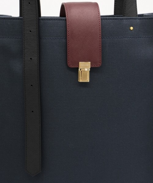 Leather Flap Adjustable Belt Canvas Tote