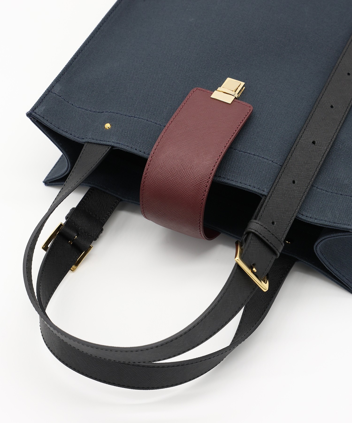 Leather Flap Adjustable Belt Canvas Tote