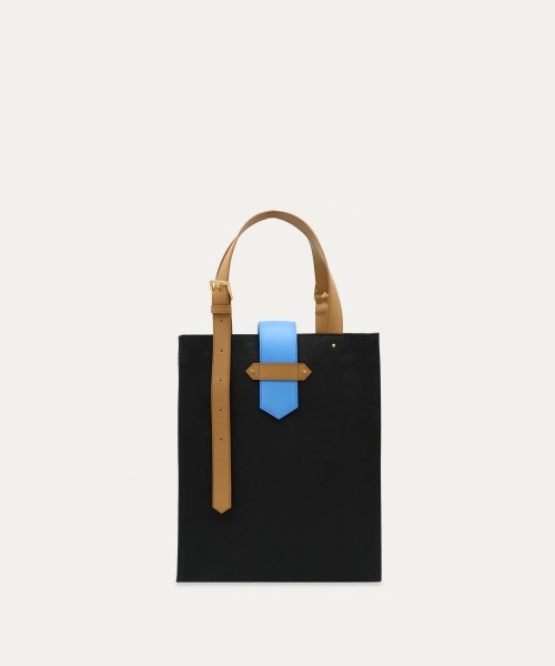 Leather Flap Adjustable Belt Canvas Tote