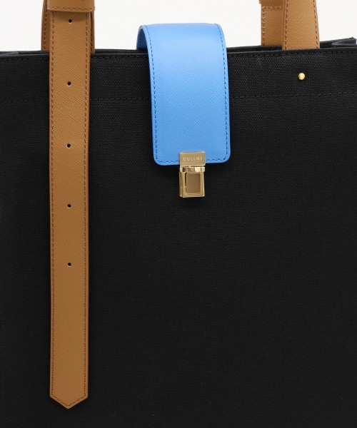 Leather Flap Adjustable Belt Canvas Tote