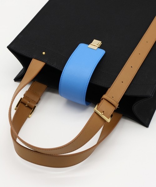 Leather Flap Adjustable Belt Canvas Tote