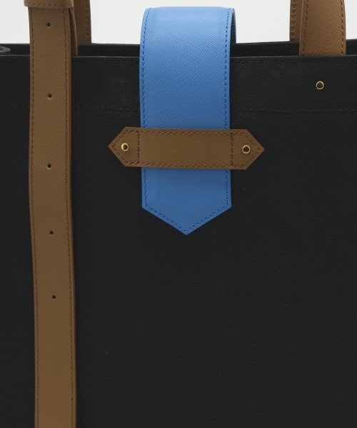 Leather Flap Adjustable Belt Canvas Tote