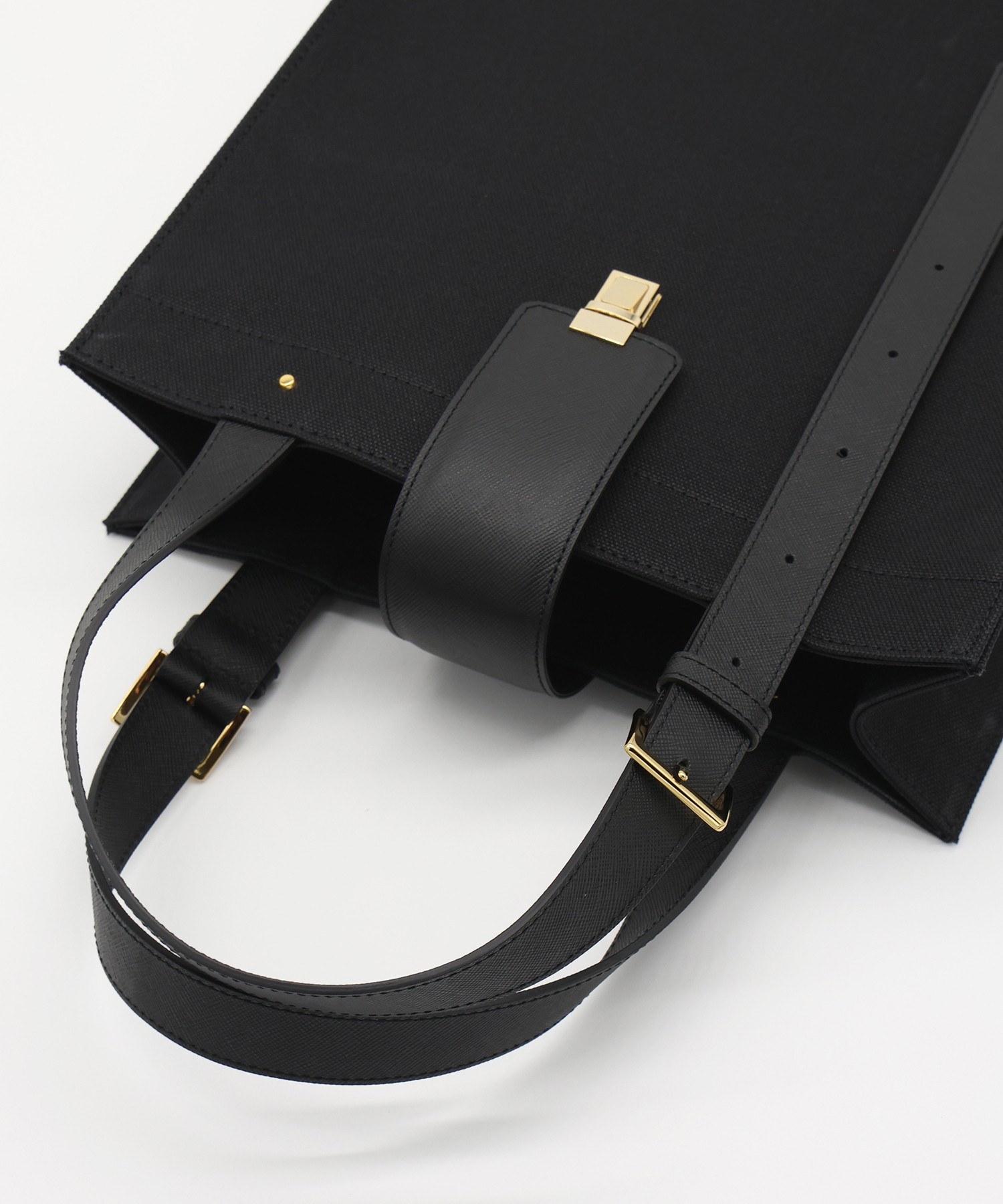 Leather Flap Adjustable Belt Canvas Tote