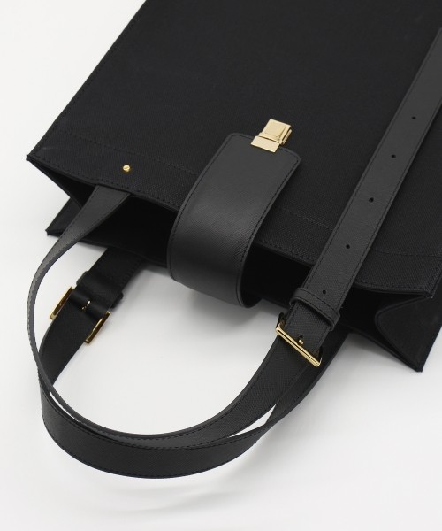 Leather Flap Adjustable Belt Canvas Tote
