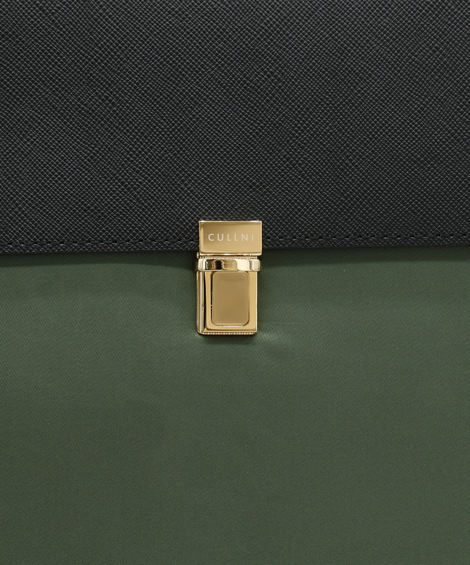 Leather Flap Nylon Twill Shoulder Bag