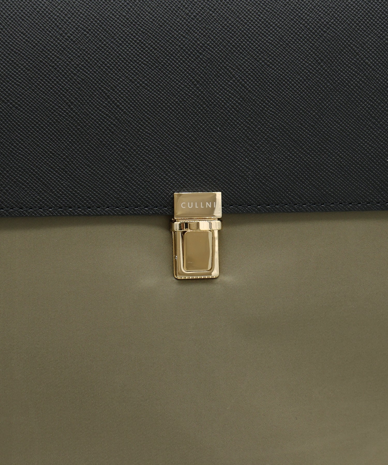 Leather Flap Nylon Twill Shoulder Bag