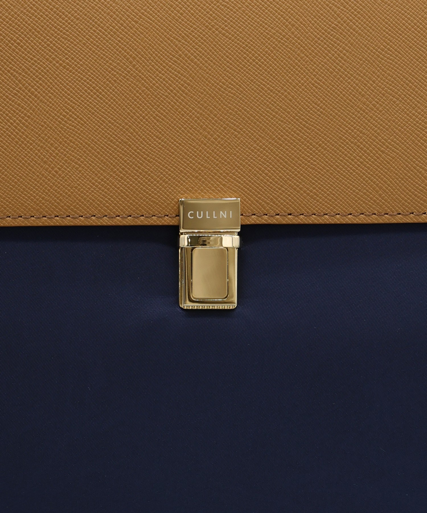 Leather Flap Nylon Twill Shoulder Bag