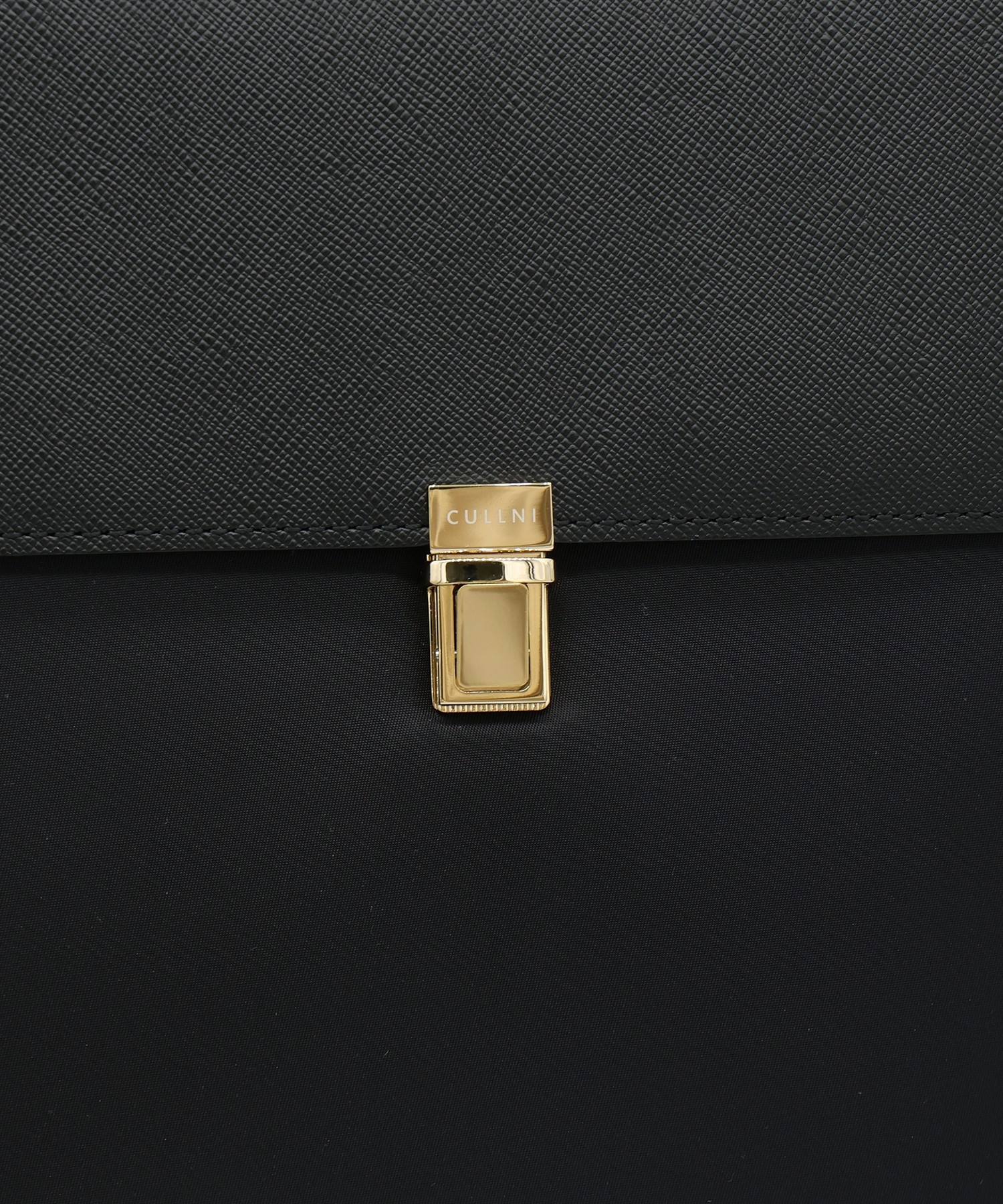 Leather Flap Nylon Twill Shoulder Bag