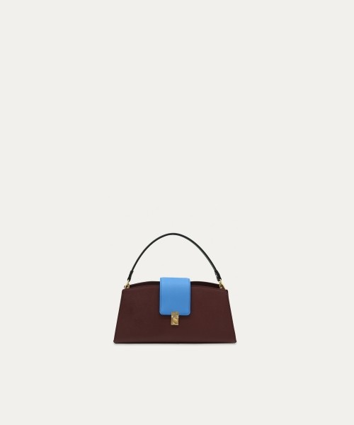 Flap Trapezoid Leather Bag