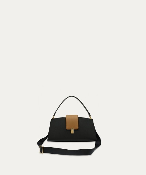 Flap Trapezoid Leather Bag