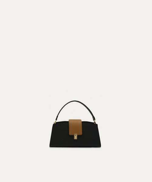 Flap Trapezoid Leather Bag