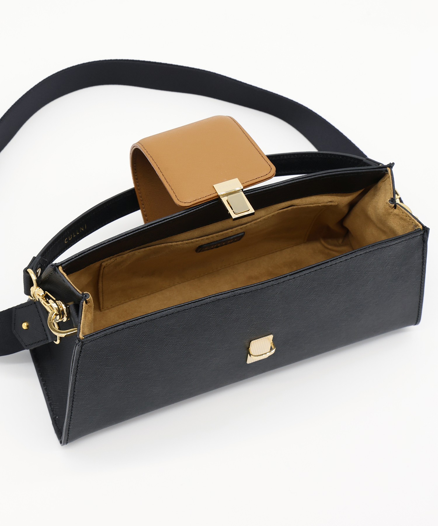 Flap Trapezoid Leather Bag