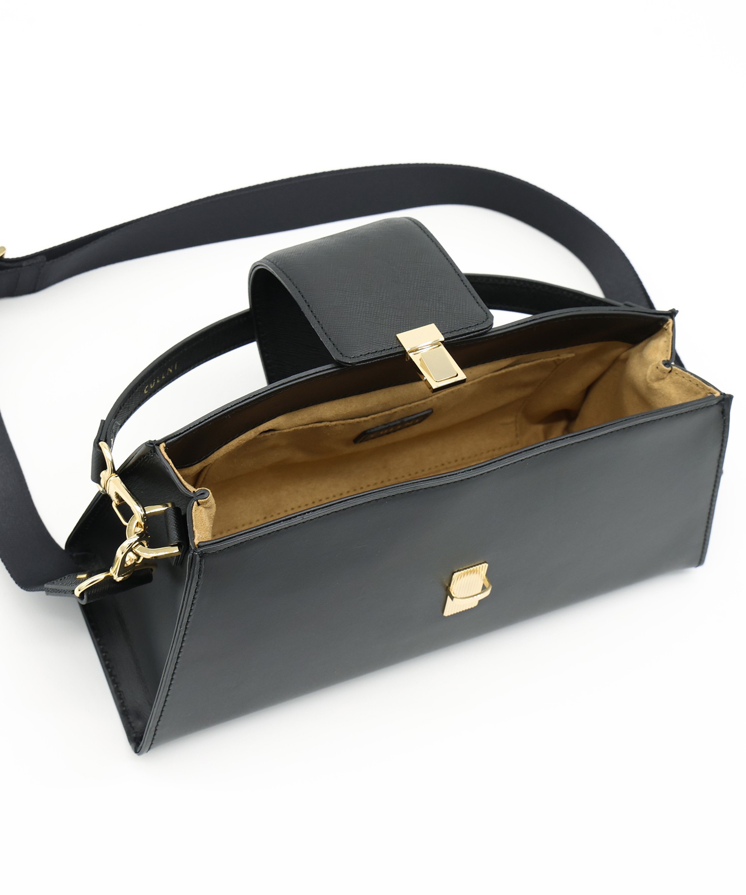 Flap Trapezoid Leather Bag