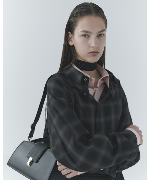 Flap Trapezoid Leather Bag