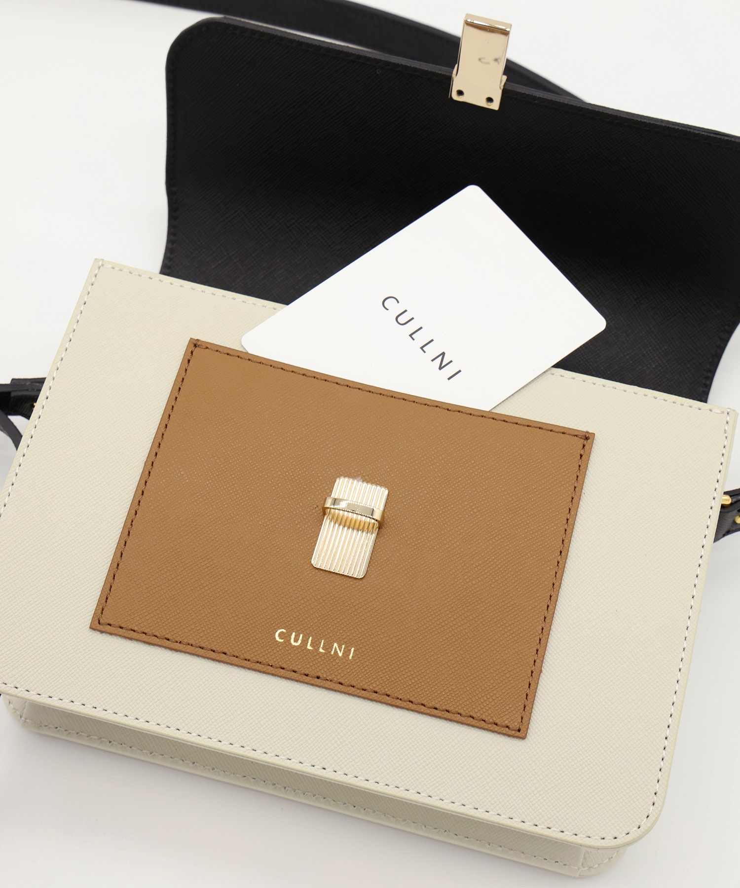 Leather Tuck Lock Mini Flap Bag