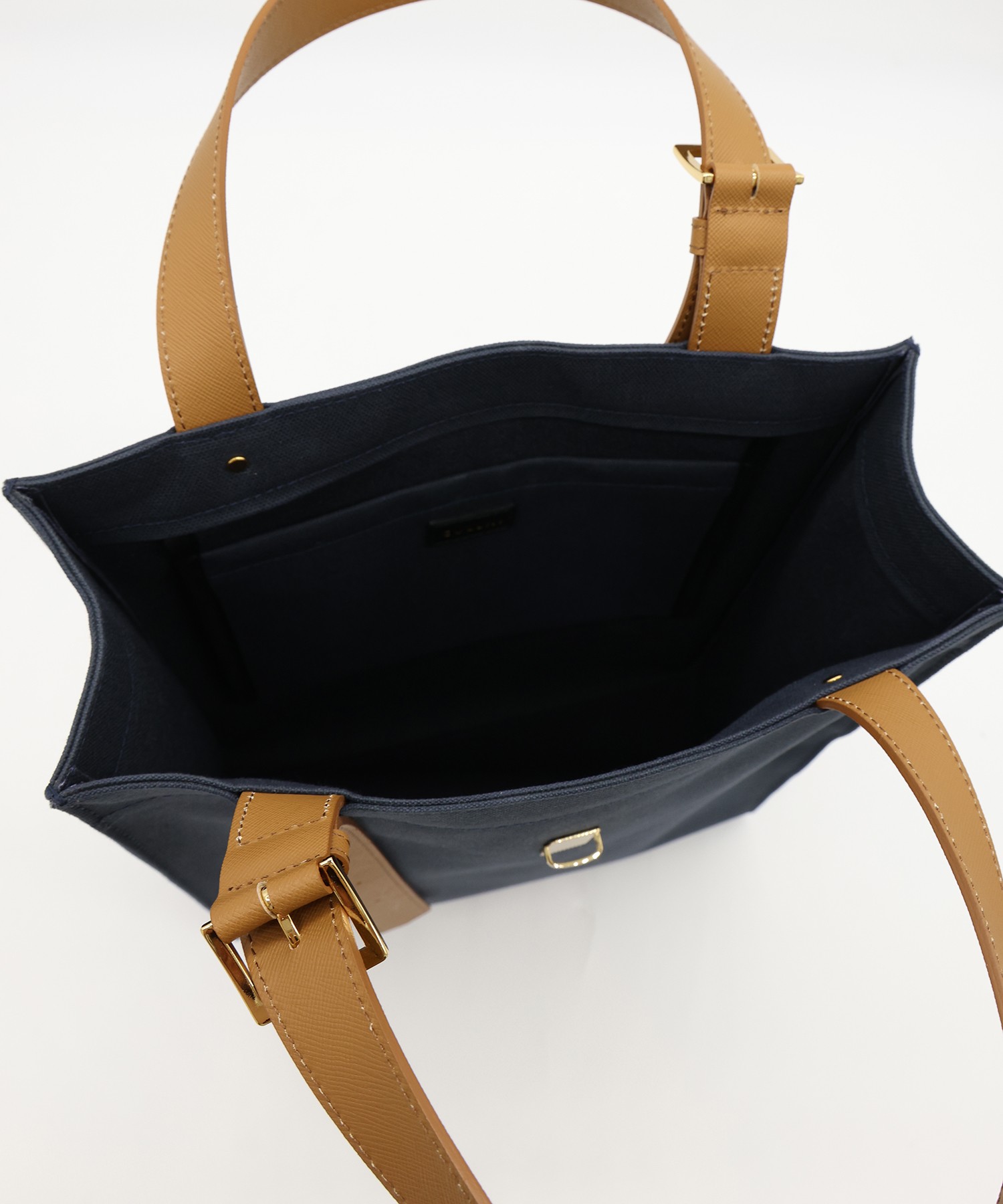 Leather Flap & Belt Tuck Lock Canvas Tote Bag