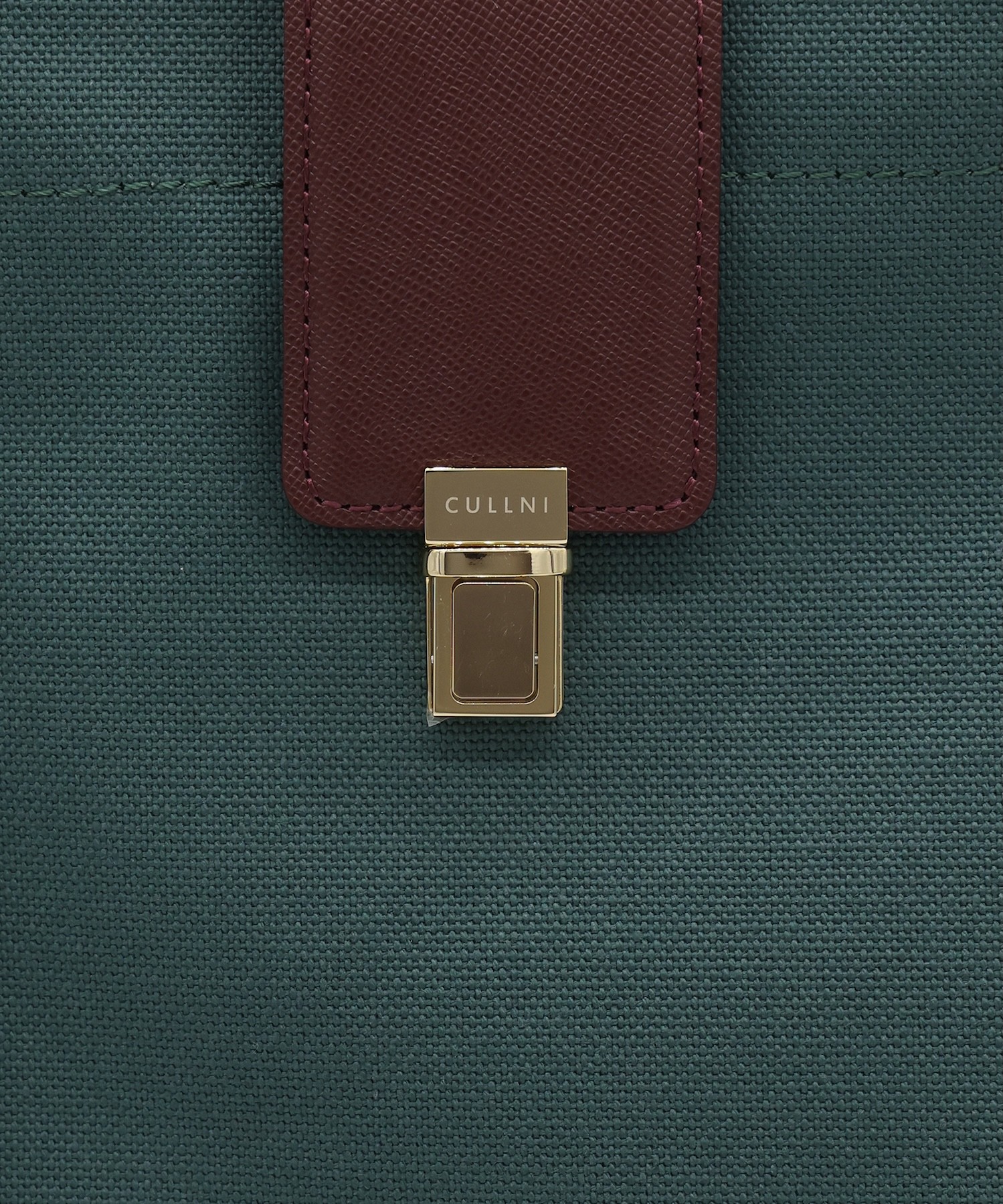 Leather Flap & Belt Tuck Lock Canvas Tote Bag