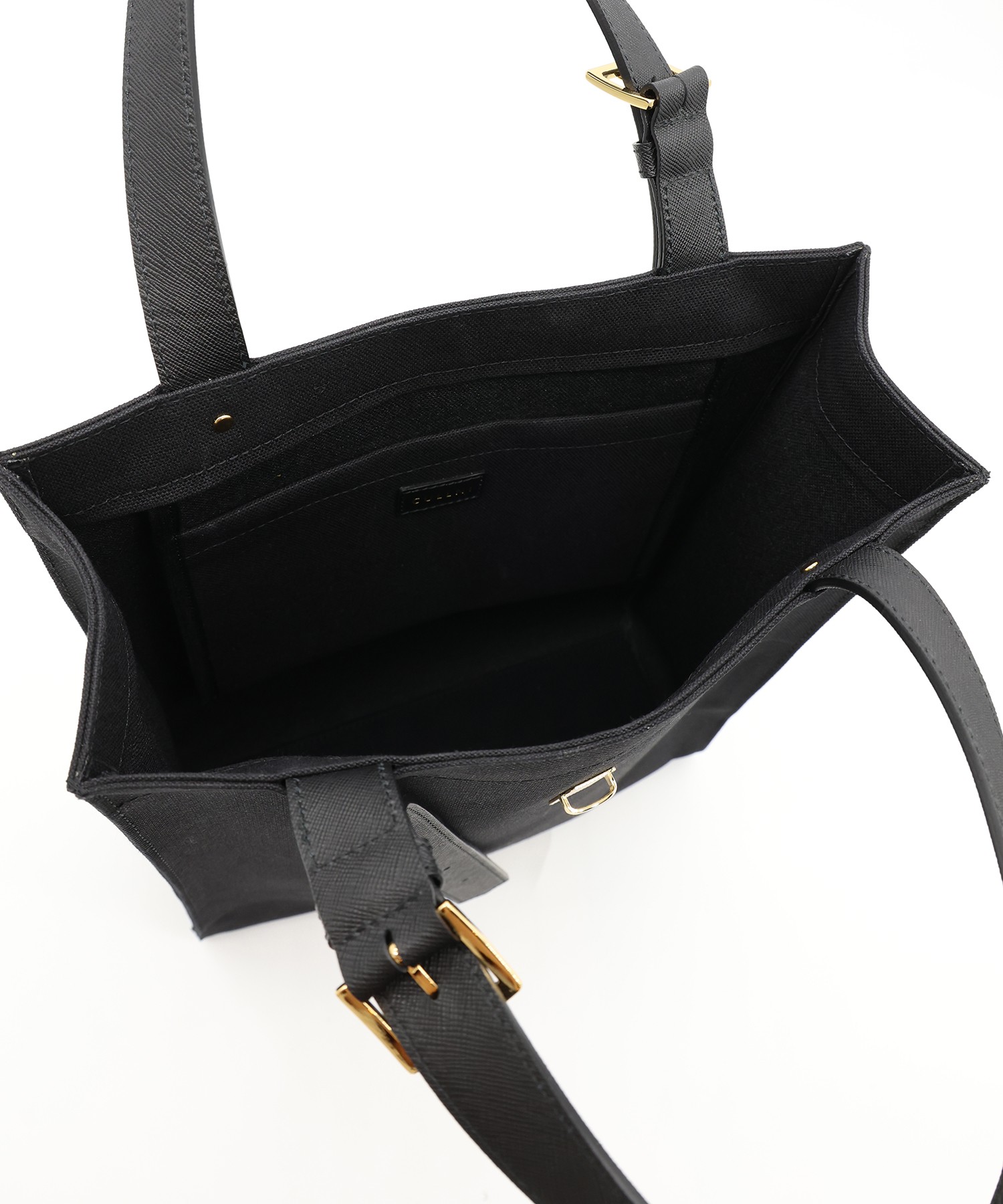 Leather Flap & Belt Tuck Lock Canvas Tote Bag