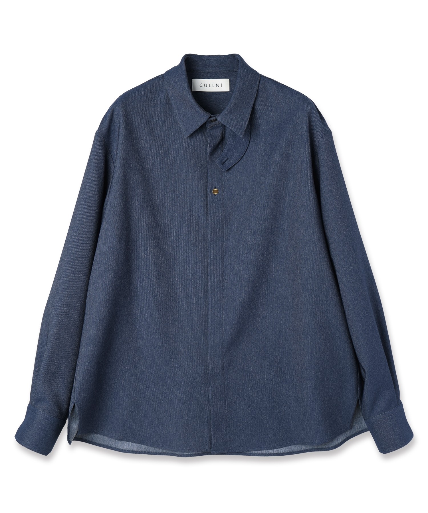 Faux Denim Front Fly Chin Tab Shirt