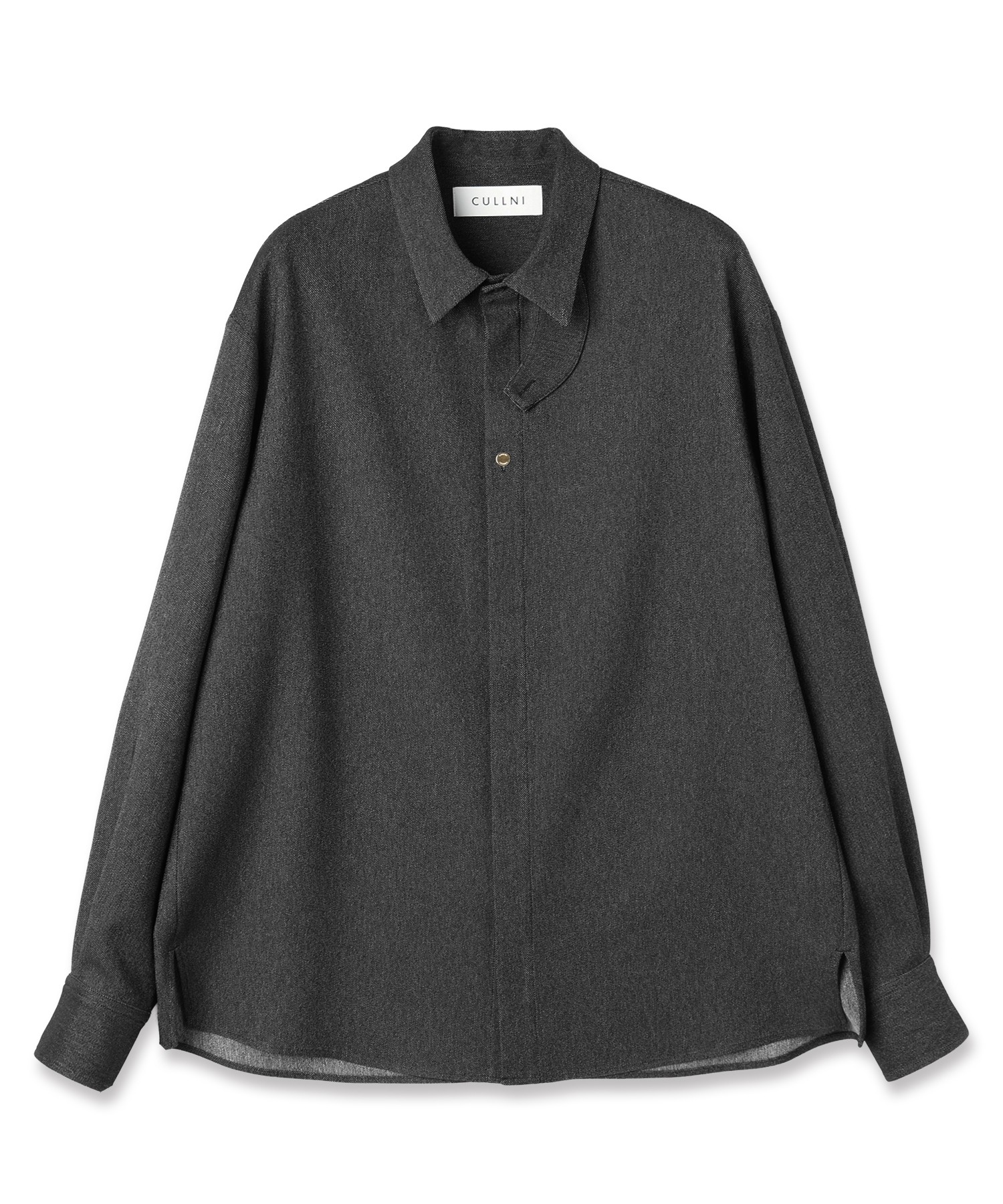 Faux Denim Front Fly Chin Tab Shirt