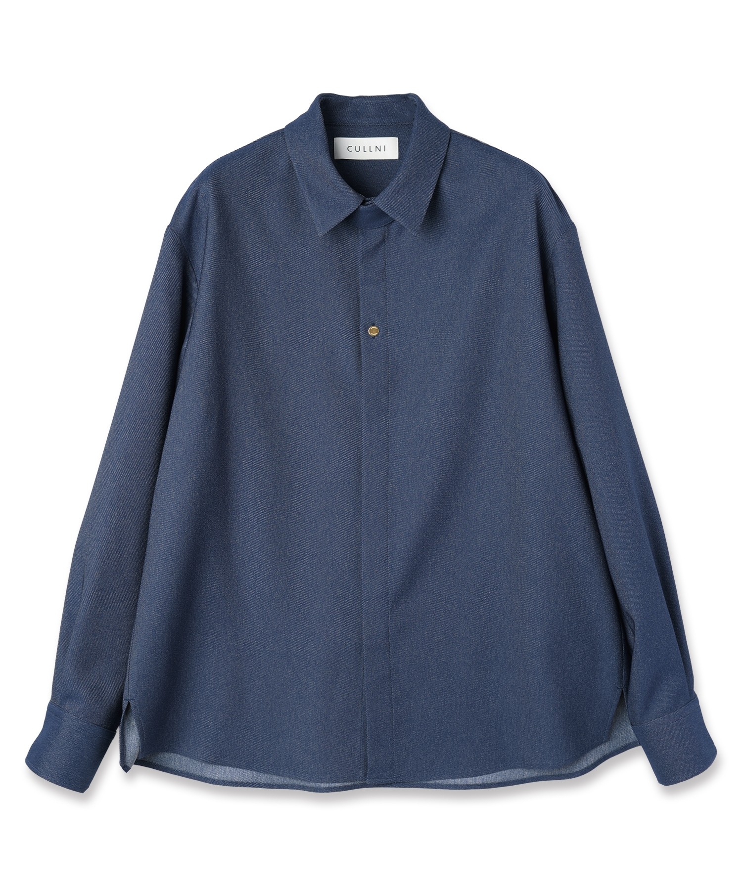 Faux Denim Front Fly Chin Tab Shirt