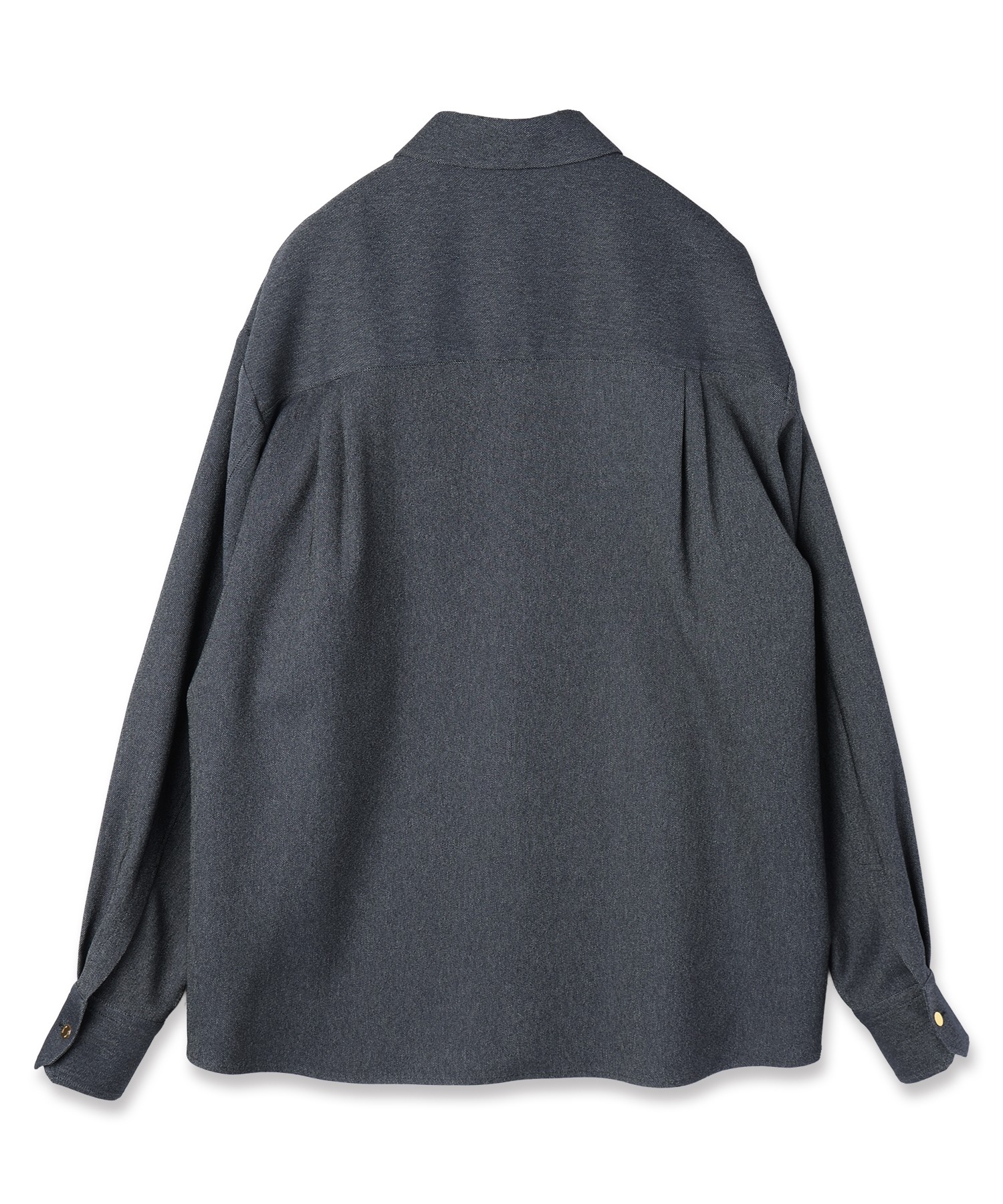 Faux Denim Front Fly Chin Tab Shirt