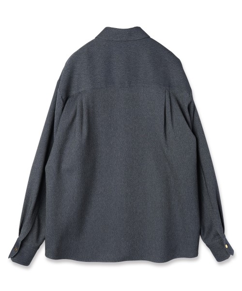 Faux Denim Front Fly Chin Tab Shirt