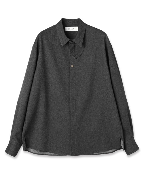 Faux Denim Front Fly Chin Tab Shirt