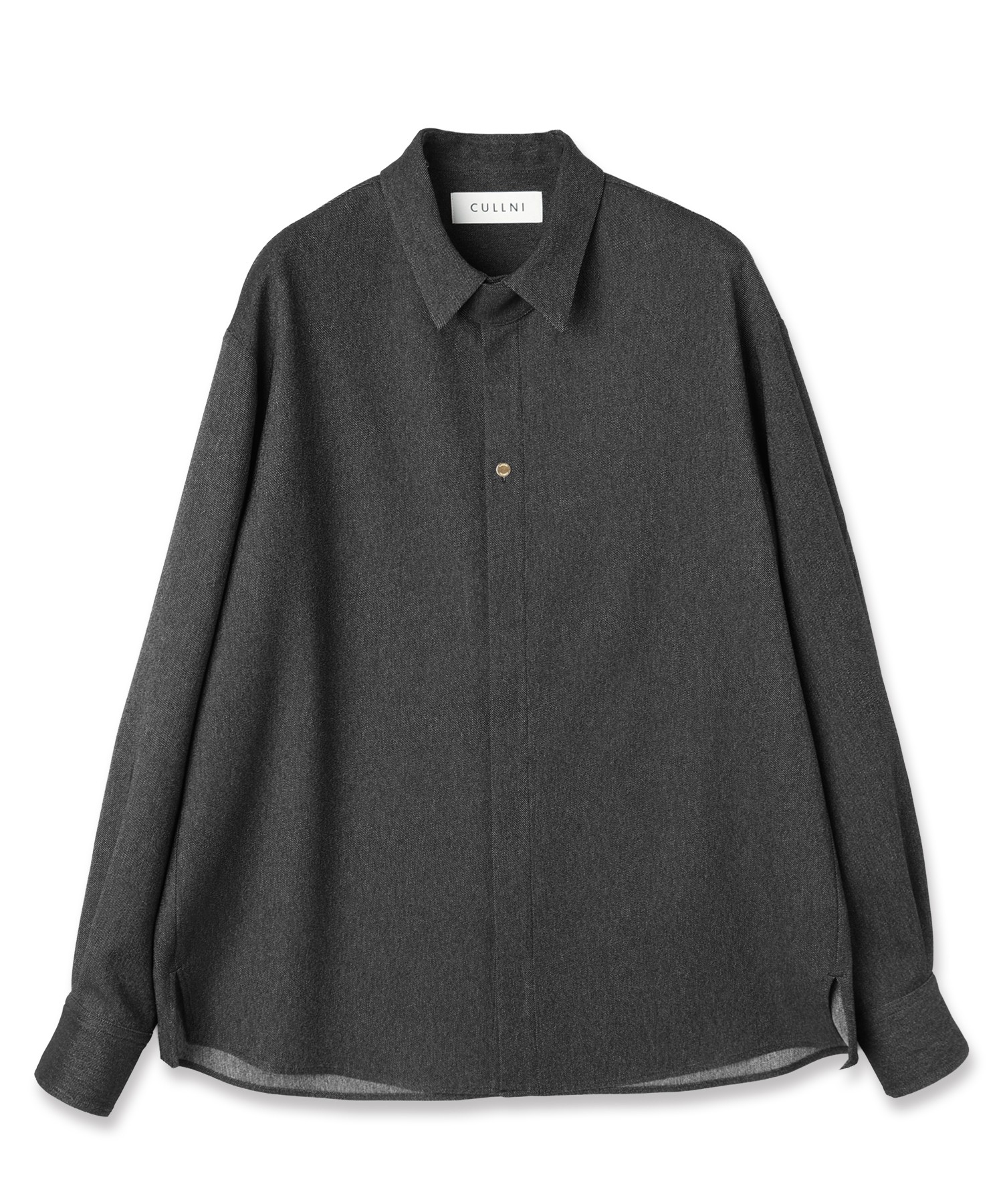 Faux Denim Front Fly Chin Tab Shirt