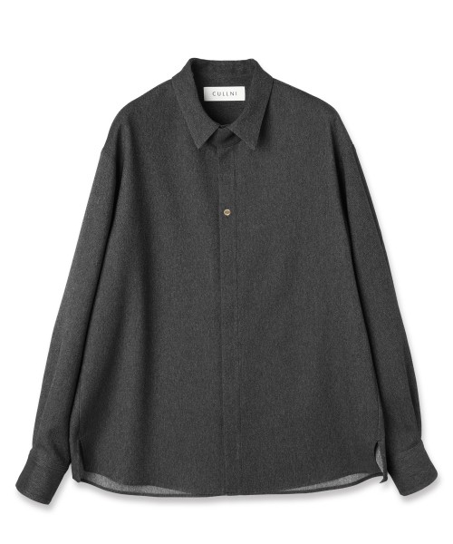 Faux Denim Front Fly Chin Tab Shirt