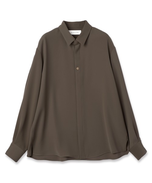 Double Cloth Twill Front Fly Chin Tab Shirt