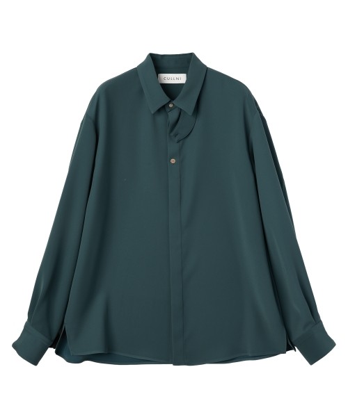 Double Cloth Twill Front Fly Chin Tab Shirt