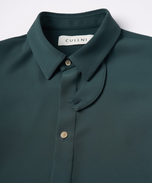 Double Cloth Twill Front Fly Chin Tab Shirt