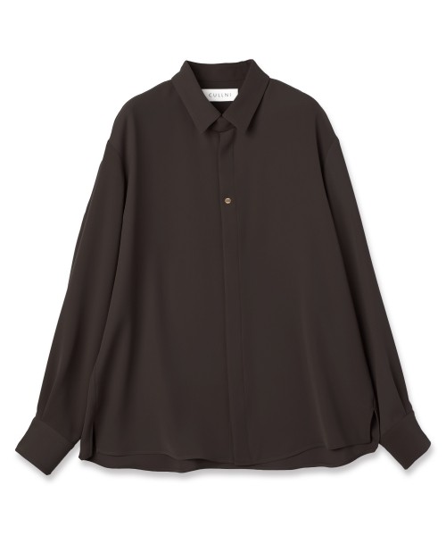 Double Cloth Twill Front Fly Chin Tab Shirt