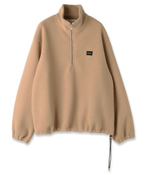 Half Zip High Neck Embroidery Patch Fleece Drawstring Pullover