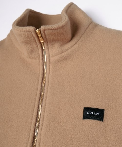 Half Zip High Neck Embroidery Patch Fleece Drawstring Pullover