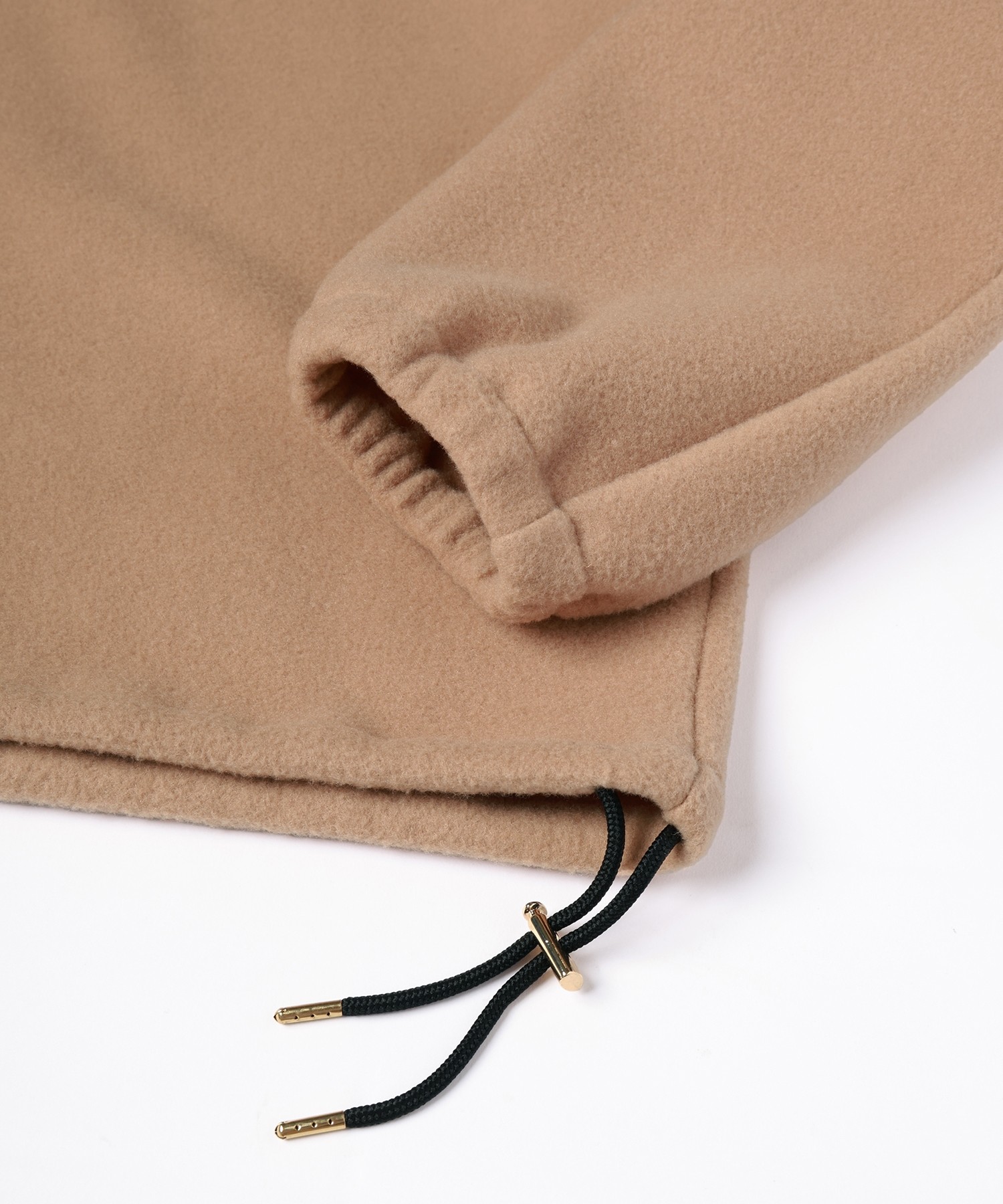 Half Zip High Neck Embroidery Patch Fleece Drawstring Pullover