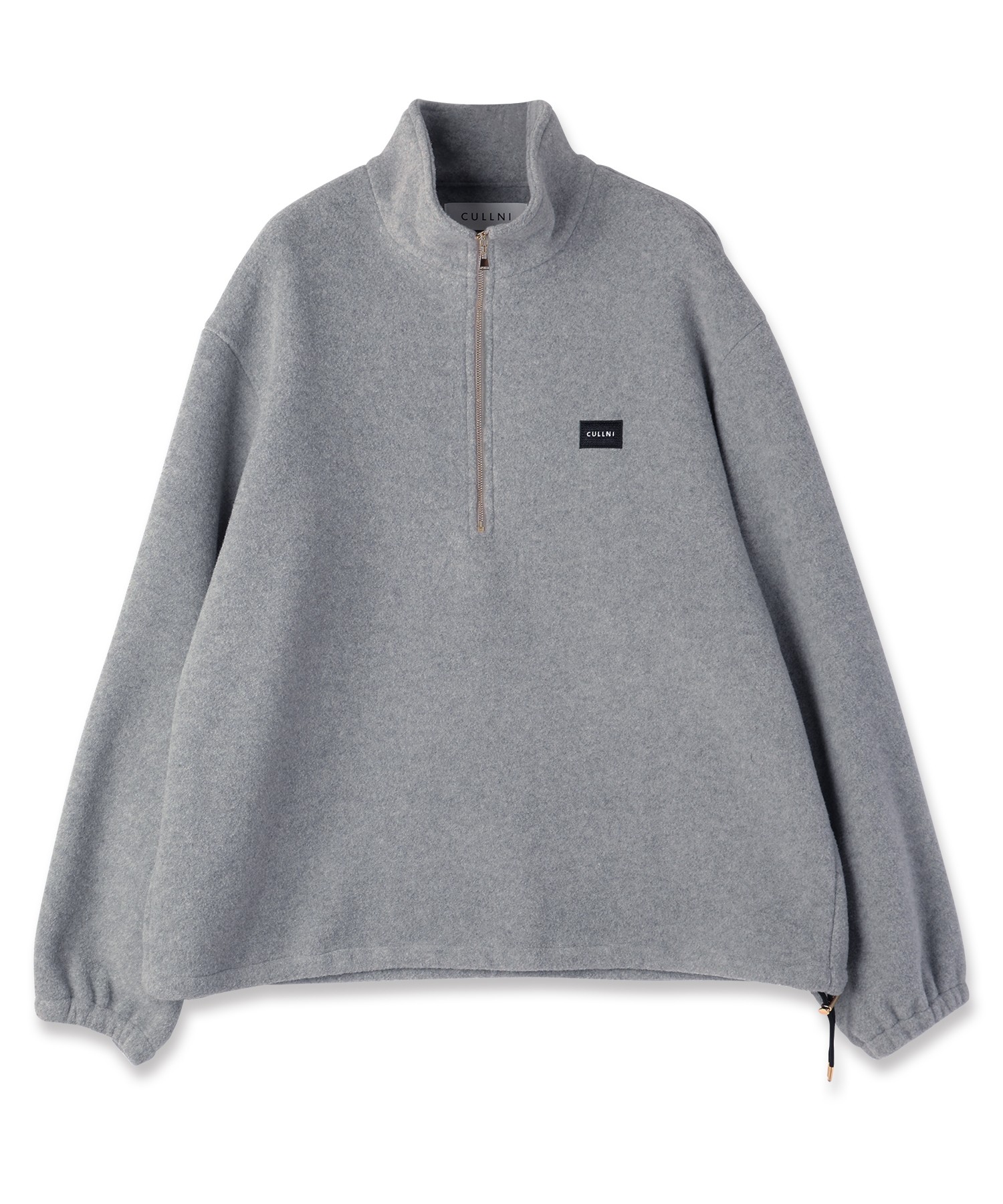 Half Zip High Neck Embroidery Patch Fleece Drawstring Pullover