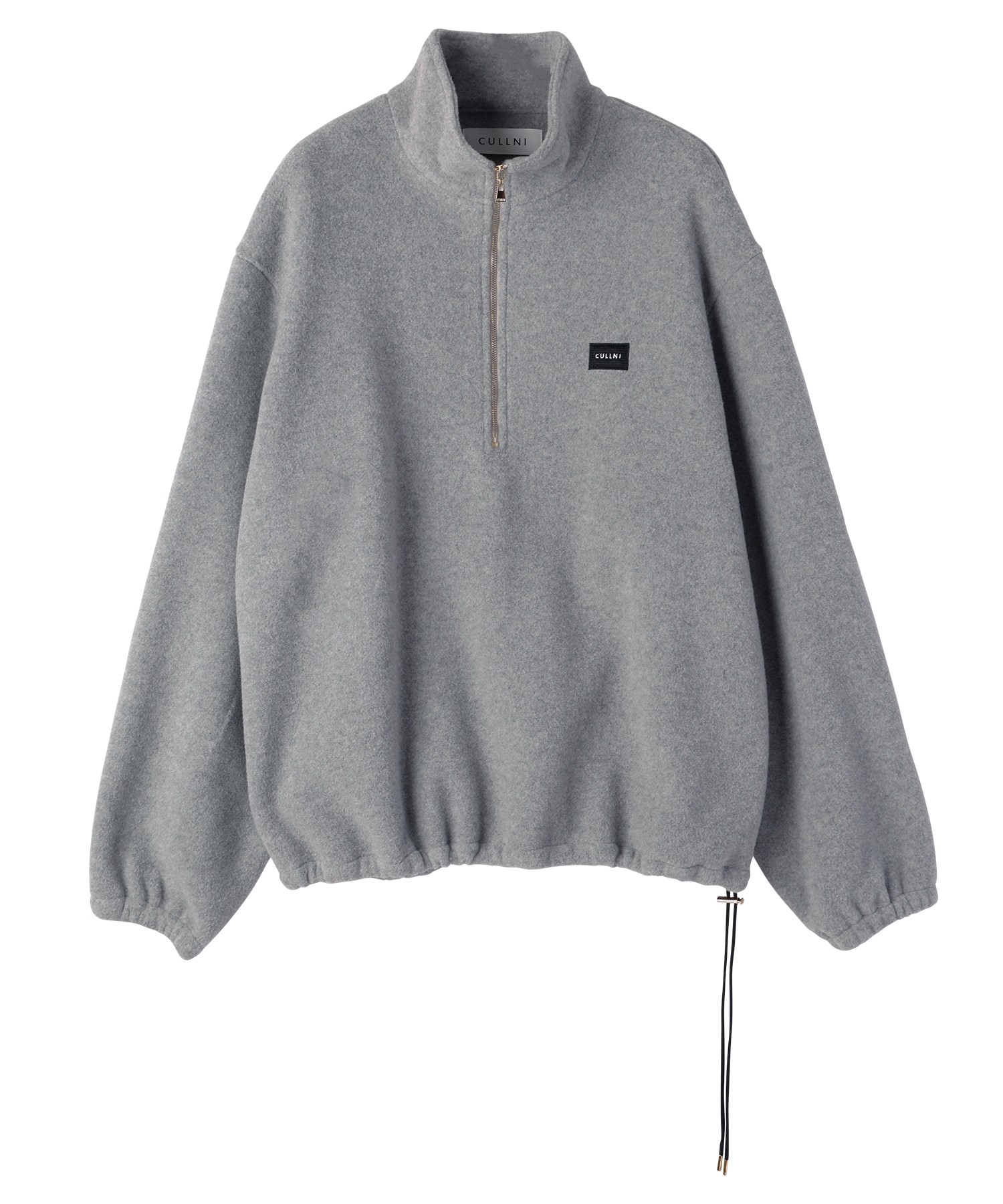 Half Zip High Neck Embroidery Patch Fleece Drawstring Pullover