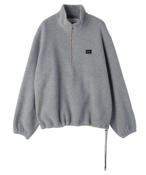 Half Zip High Neck Embroidery Patch Fleece Drawstring Pullover
