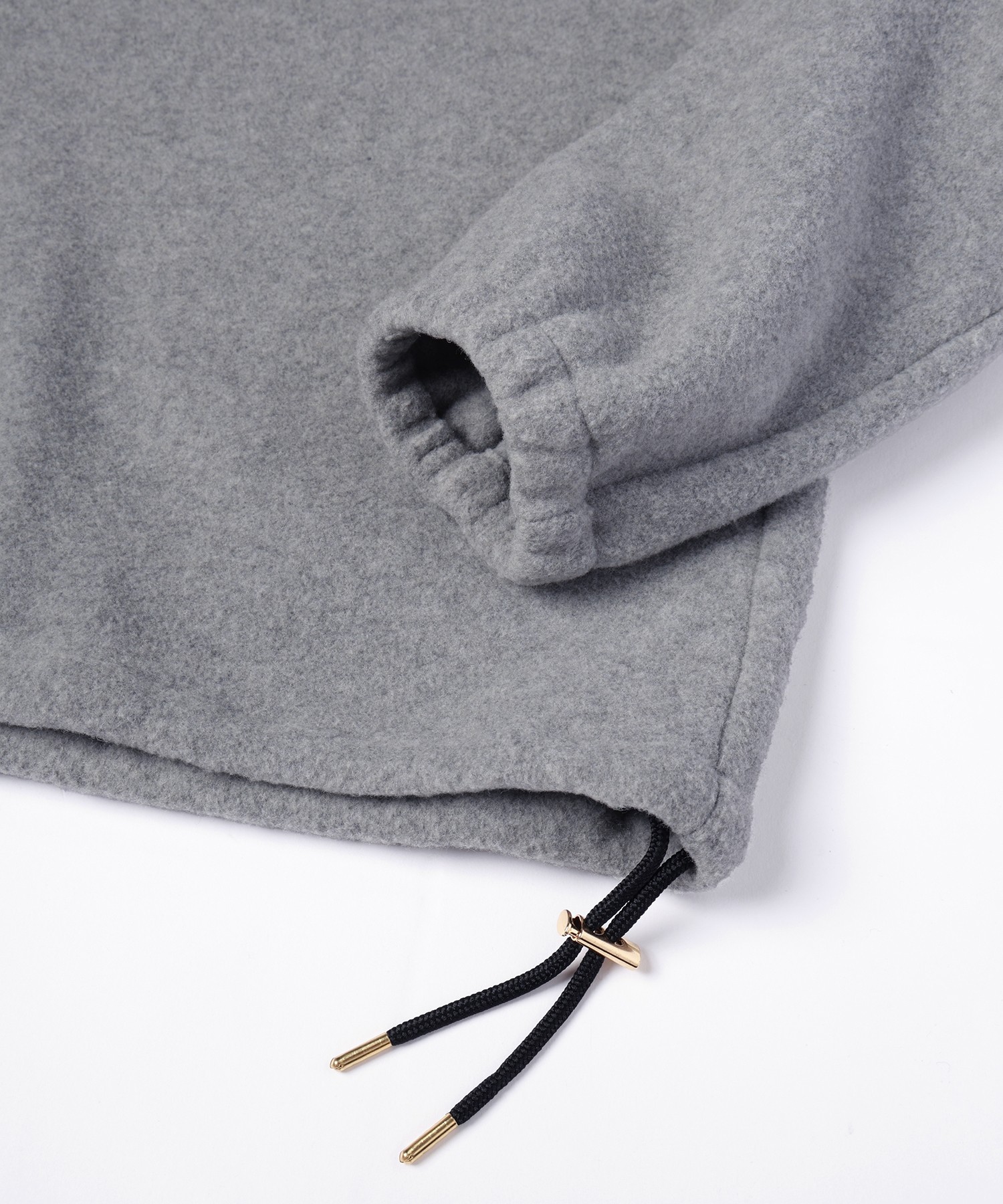 Half Zip High Neck Embroidery Patch Fleece Drawstring Pullover