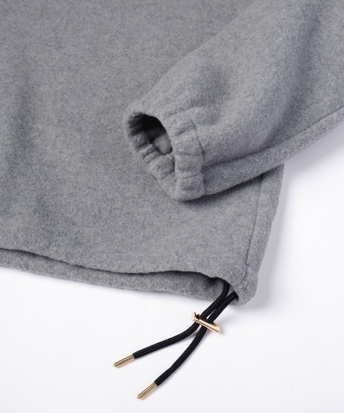 Half Zip High Neck Embroidery Patch Fleece Drawstring Pullover
