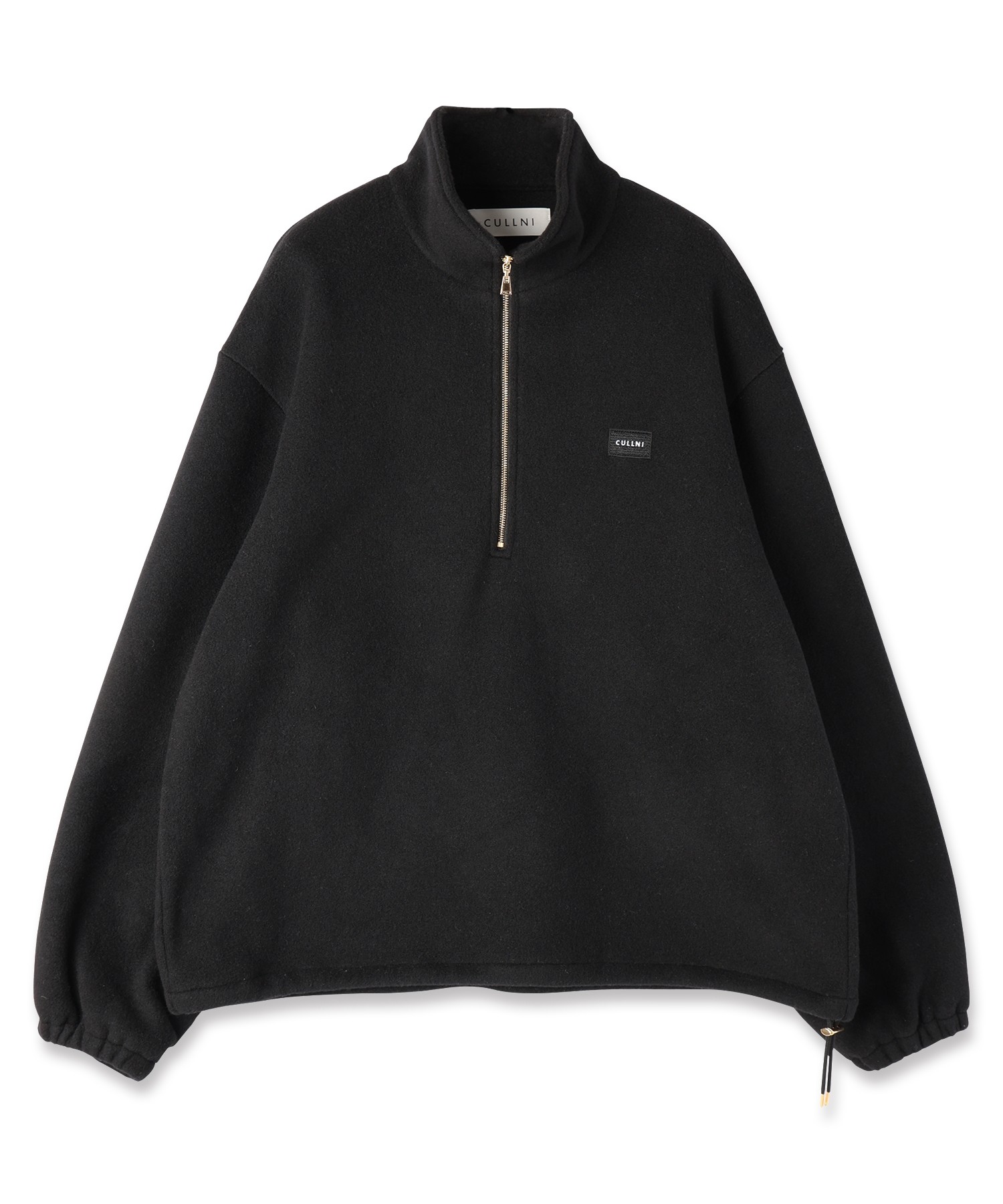 Half Zip High Neck Embroidery Patch Fleece Drawstring Pullover