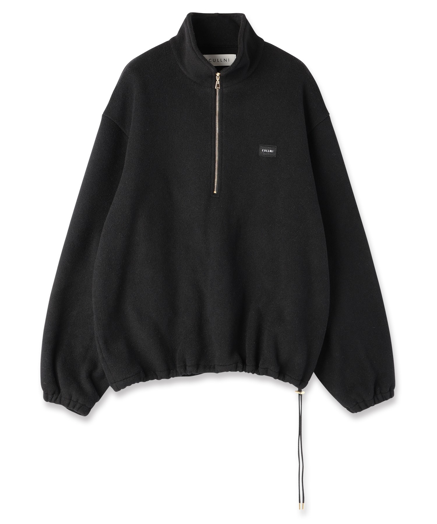 Half Zip High Neck Embroidery Patch Fleece Drawstring Pullover